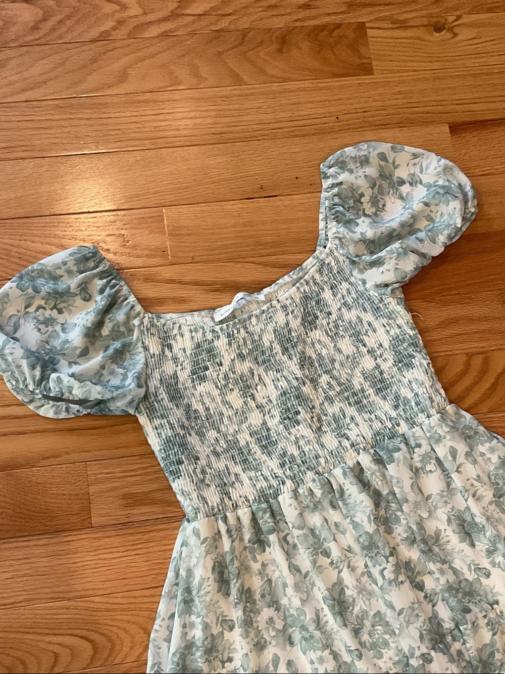 ALTAR’D STATE Smocked Scoop Neck Floral Mini Dress Mint Green NWOT XL ruffles - Picture 4 of 14